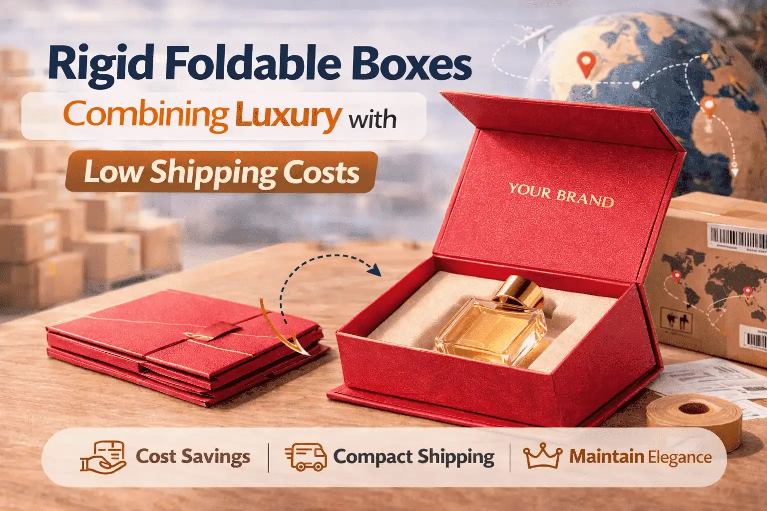 Rigid foldable boxes